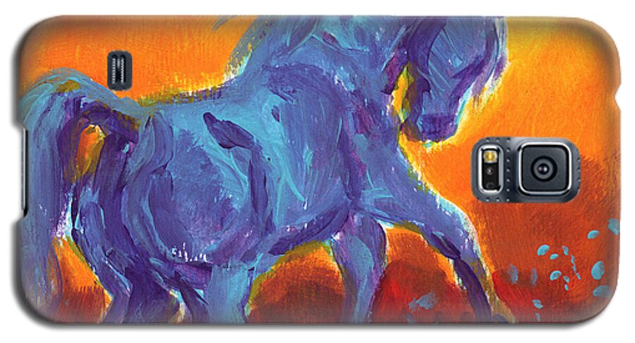 Lmartin Galaxy S5 Case featuring the painting Turquois Stallion by Linda L Martin