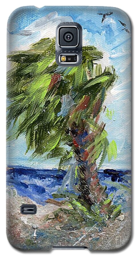 Beach Galaxy S5 Case featuring the painting Tybee Palm mini series 1 by Doris Blessington