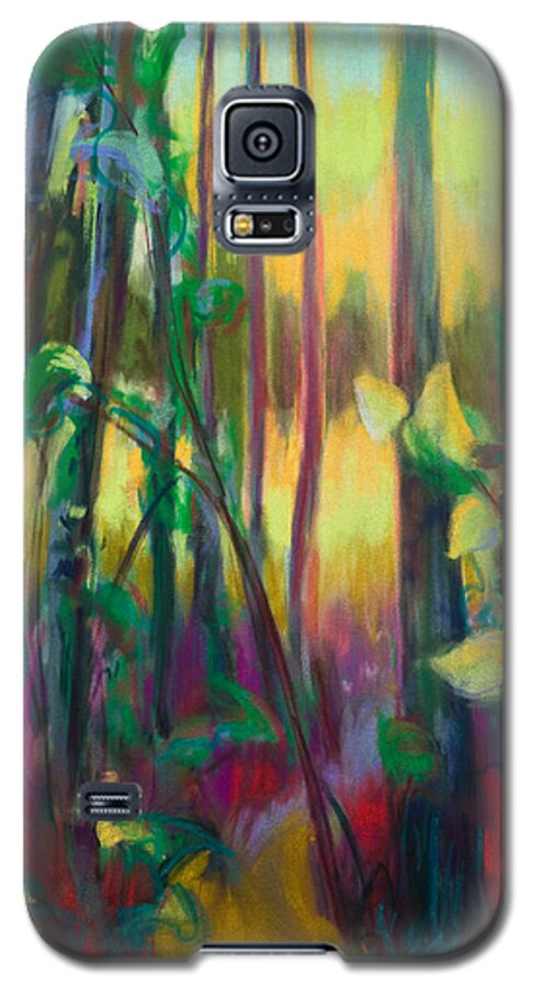 Tree Galaxy S5 Case featuring the painting Unexpected Path - through the woods by Talya Johnson