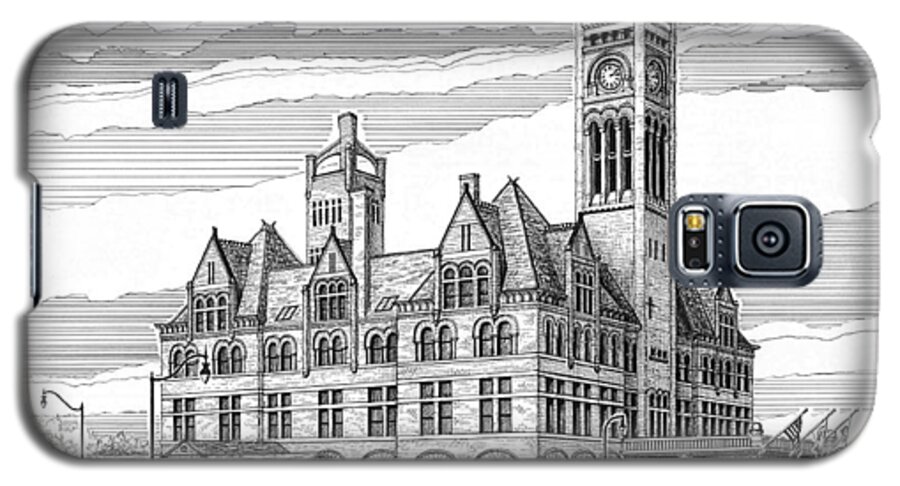 Union Station In Nashville Galaxy S5 Case featuring the drawing Union Station in Nashville TN by Janet King