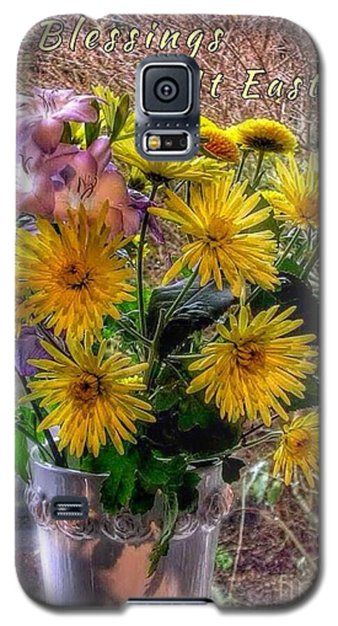 Vase Of Flowers Galaxy S5 Case featuring the photograph Vase of Flowers Easter Greeting by Joan-Violet Stretch