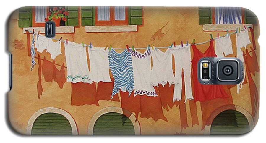 Venice Galaxy S5 Case featuring the painting Venetian Washday by Mary Ellen Mueller Legault