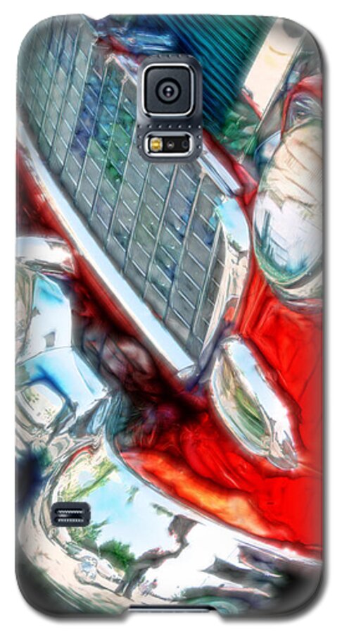 1956 Chevy Galaxy S5 Case featuring the mixed media Vintage Chevy Art Alley Cat 3 Red by Lesa Fine