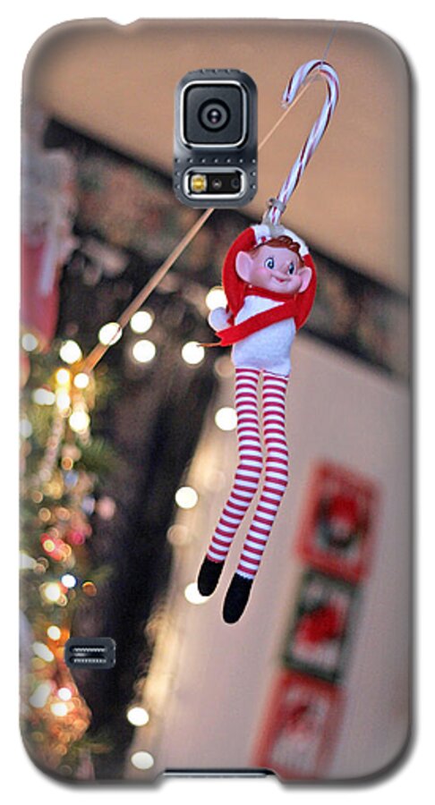 Vintage Christmas Elf Galaxy S5 Case featuring the photograph Vintage Christmas Elf Zipline by Barbara West