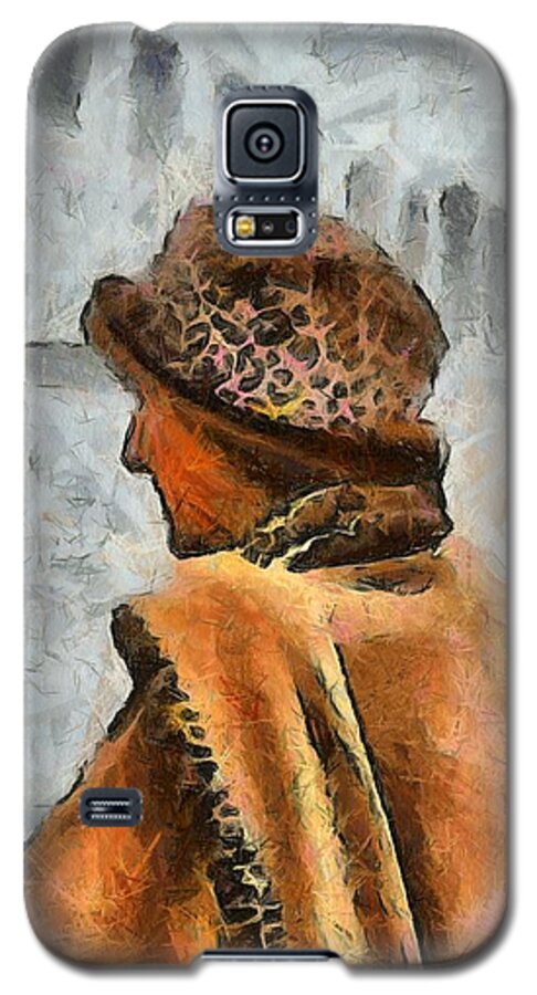Woman Waiting To Board A Cruise Ship Galaxy S5 Case featuring the digital art Waiting to board by Carrie OBrien Sibley