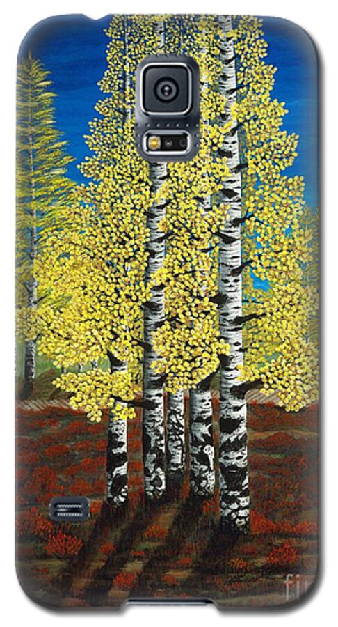 Betterlight Galaxy S5 Case featuring the painting Walk Through Aspens triptych 2 by Rebecca Parker