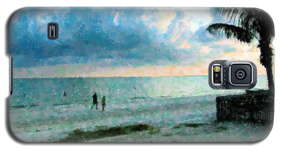 Sunset Galaxy S5 Case featuring the mixed media Walk Under Blue by Florene Welebny