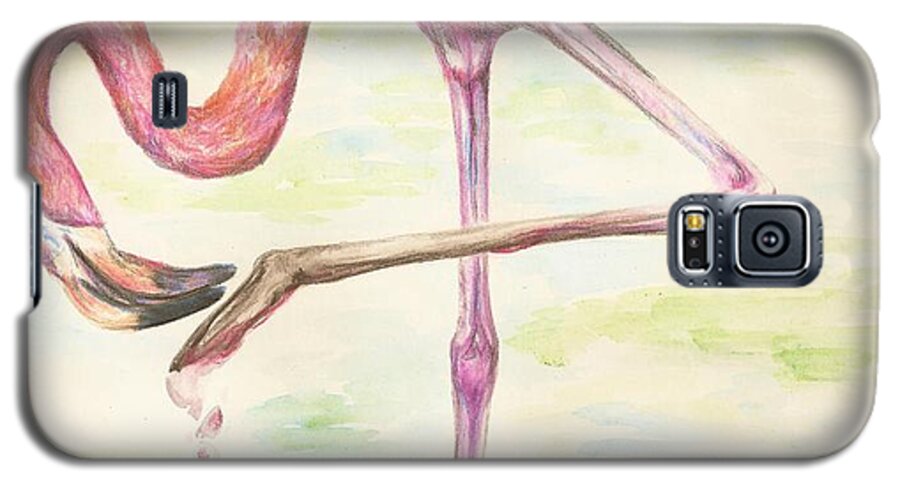 Bird Galaxy S5 Case featuring the drawing Washable Pink by Meagan Visser