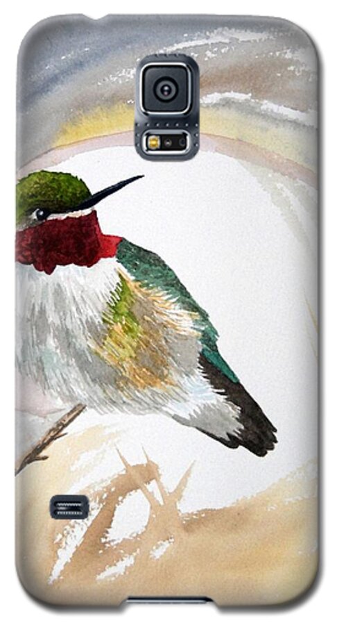 Broad-tailed Hummingbird Galaxy S5 Case featuring the painting Watercolor - Broad-tailed Hummingbird by Cascade Colors