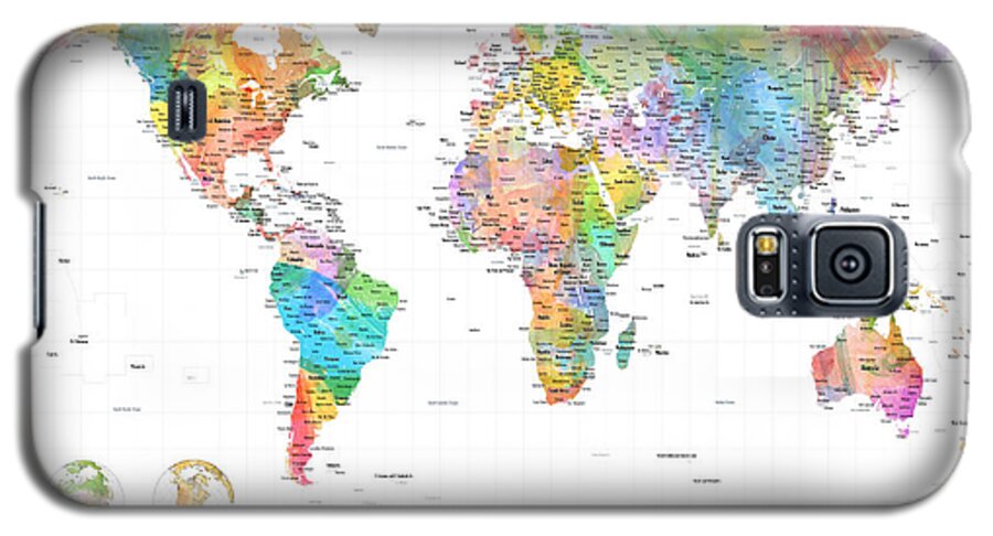 World Map Galaxy S5 Case featuring the digital art Watercolor Political Map of the World by Michael Tompsett