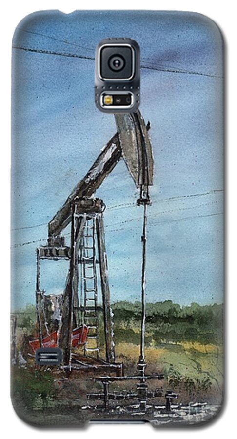  Galaxy S5 Case featuring the painting West Texas Pumpjack by Tim Oliver