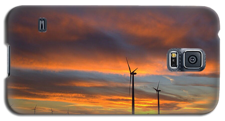Windmill Galaxy S5 Case featuring the photograph Western Oklahoma Skies 1 by Jim McCain