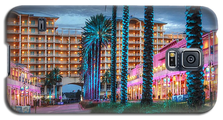 Palm Galaxy S5 Case featuring the photograph Wharf Blue Lighted Trees by Michael Thomas