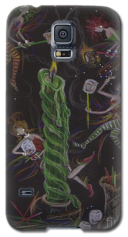 Fairy Galaxy S5 Case featuring the drawing When Marshmallows glow by Dawn Fairies