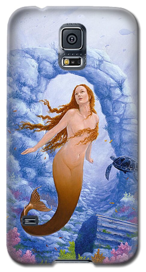 Seahorse Galaxy S5 Case featuring the painting Where the Mermaids play by John Silver
