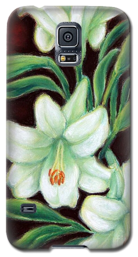 Lily Galaxy S5 Case featuring the painting White Elegance by Inese Poga