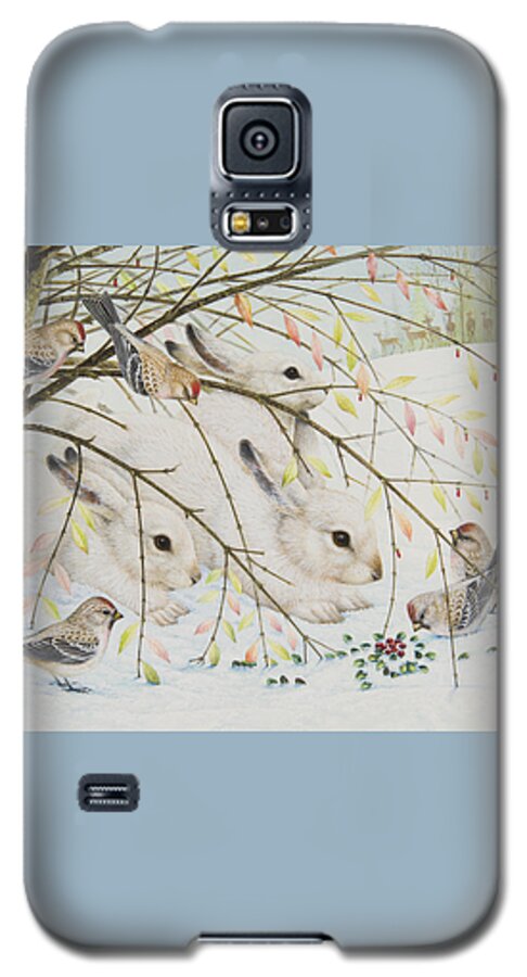 Christmas Galaxy S5 Case featuring the painting White Rabbits by Lynn Bywaters