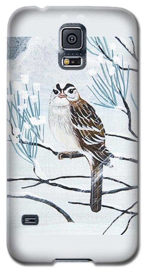 White Crowned Sparrow Galaxy S5 Case featuring the painting Who Me by Jennifer Lake