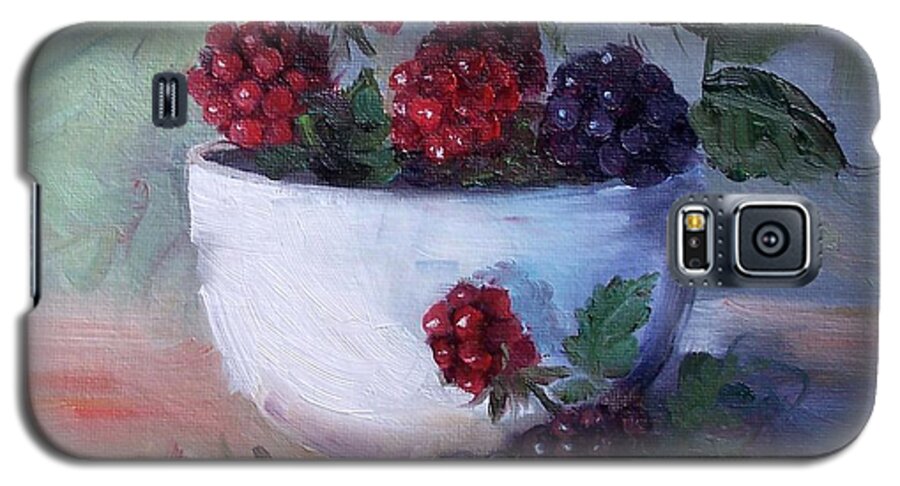 Still Life Painting Galaxy S5 Case featuring the painting Wild Blackberries by Cheri Wollenberg
