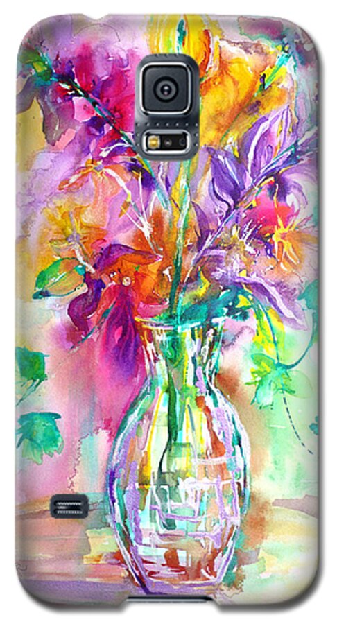 Wild Colors Galaxy S5 Case featuring the painting Wild Flowers by Anna Ruzsan