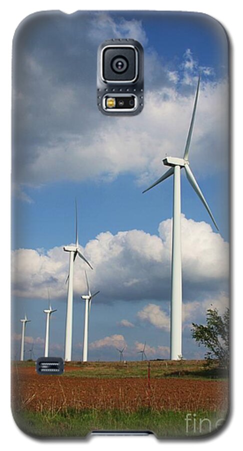 Windmill Galaxy S5 Case featuring the photograph Wind Farm and Red Dirt by Jim McCain