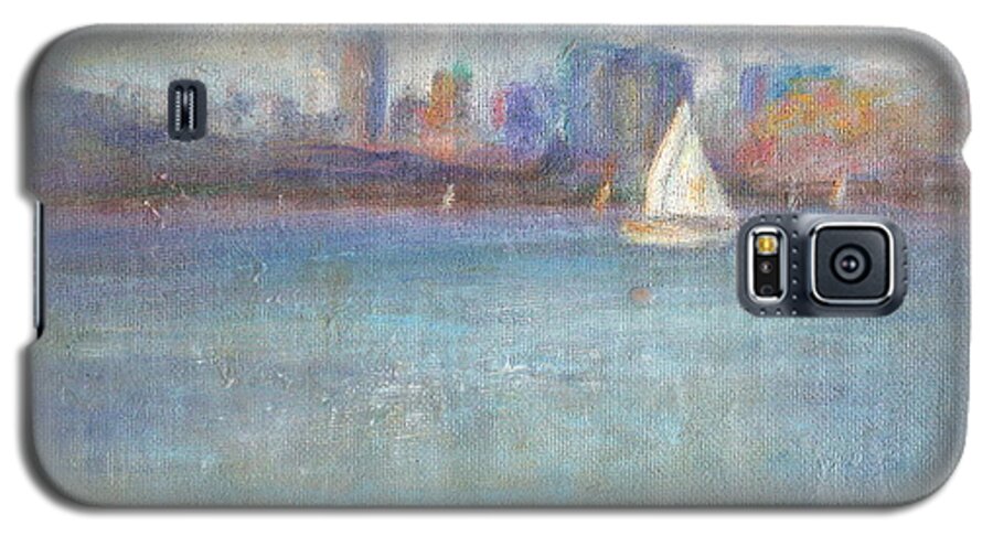 Blue Galaxy S5 Case featuring the painting Wind in My Sails by Quin Sweetman