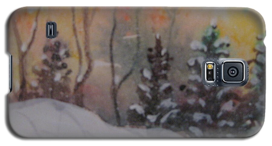 Snowscene Galaxy S5 Case featuring the painting Winter Cold by Gretchen Allen