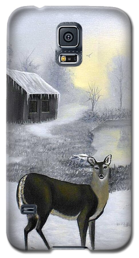 Deer Galaxy S5 Case featuring the painting Winter Doe by Sheri Keith