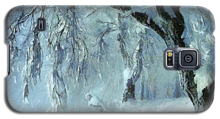 Winter Galaxy S5 Case featuring the painting Winter dreams by Dragica Micki Fortuna