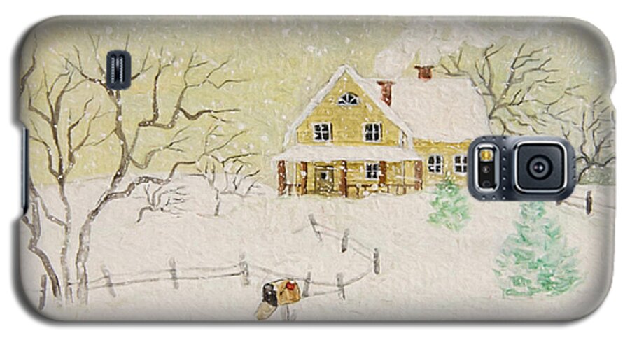Winter Galaxy S5 Case featuring the photograph Winter painting of house with mailbox/ digitally altered by Sandra Cunningham