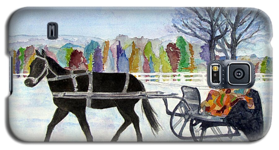 Winter Galaxy S5 Case featuring the painting Winter Sleigh Ride by Carol Flagg