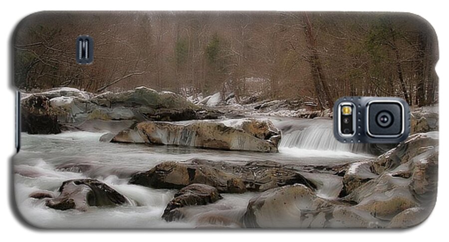 Greenbriar.cascading Water. Rocks. Boulders. Galaxy S5 Case featuring the photograph Winter Stream by Geraldine DeBoer