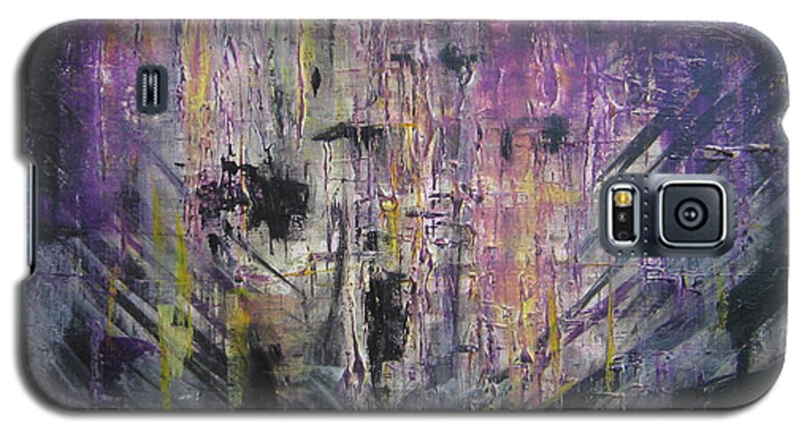 Abstract Galaxy S5 Case featuring the painting With a chance of thunderstorms by Lucy Matta