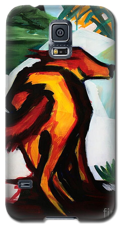 Wolf Galaxy S5 Case featuring the painting Wolf Of The Wood by Lidija Ivanek - SiLa