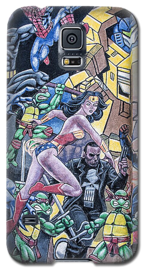 Mural Galaxy S5 Case featuring the mixed media Wonder Woman Abstract by Terry Rowe