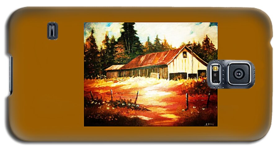 Woodland Galaxy S5 Case featuring the painting Woodland Barn in Autumn by Al Brown
