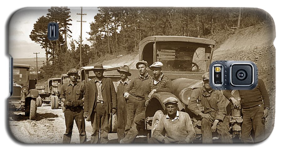 Workers Galaxy S5 Case featuring the photograph Workers on Highway One Monterey Carmel Hill California 1929 by Monterey County Historical Society