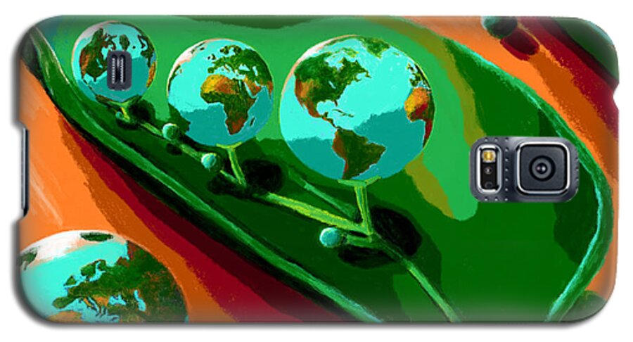 World Galaxy S5 Case featuring the painting World Peas by Jackie Case