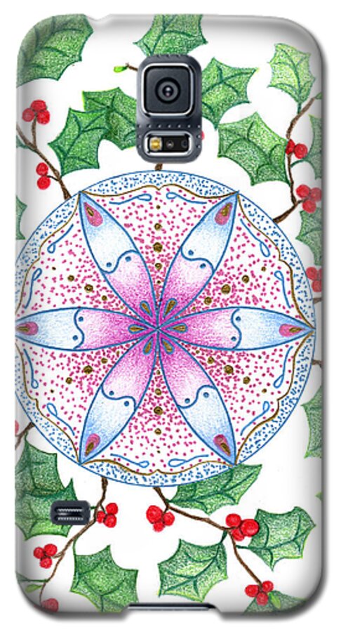 X'mas Wreath Galaxy S5 Case featuring the drawing X'mas Wreath by Keiko Katsuta