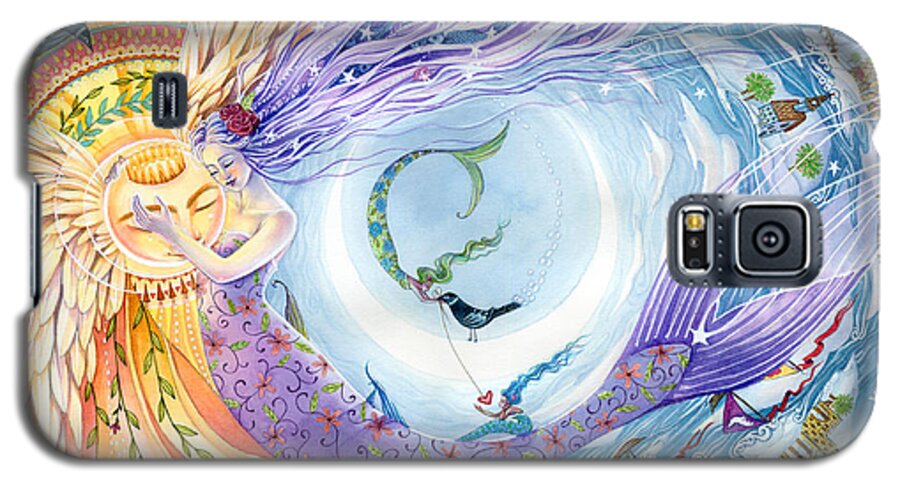 Mermaids Galaxy S5 Case featuring the painting You Are the Sun I Am the Moon by Sara Burrier