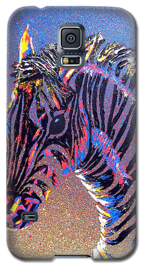 Zebra Galaxy S5 Case featuring the painting Zebra Fantasy by Mayhem Mediums