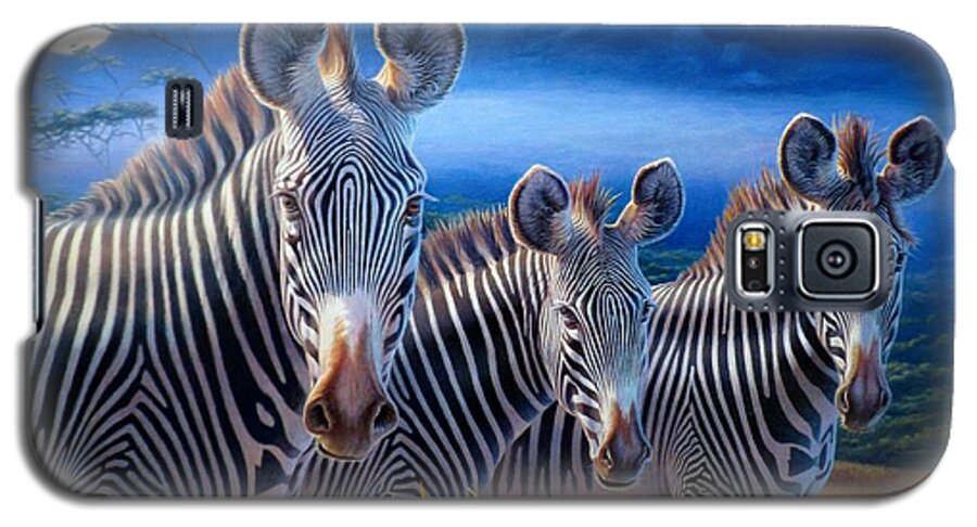 Zebra Galaxy S5 Case featuring the painting Zebras by Hans Droog
