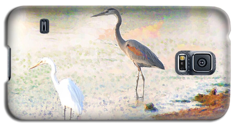 Two.birds Galaxy S5 Case featuring the photograph A Blue Heron And His Bride by John Kolenberg