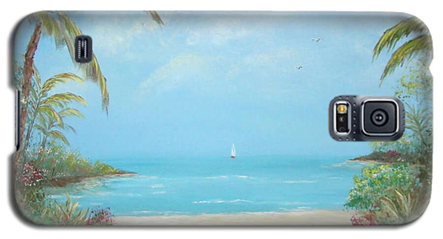 Seascape Galaxy S5 Case featuring the painting A Day in the Tropics by Leea Baltes
