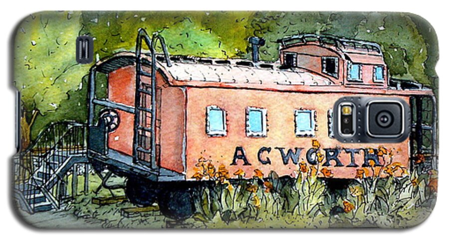 Caboose Galaxy S5 Case featuring the painting Acworth Caboose by Gretchen Allen