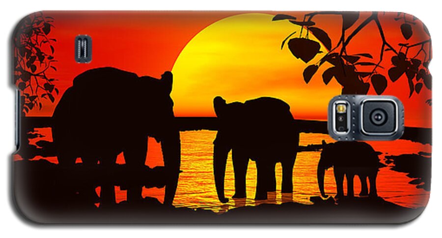 Elephants Galaxy S5 Case featuring the digital art Africa- by Robert Orinski