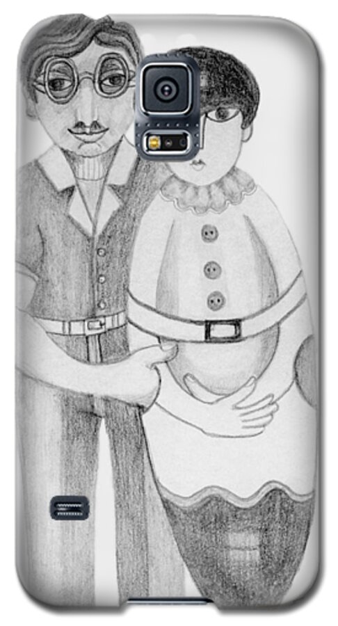 Couple Galaxy S5 Case featuring the drawing Babushka by Rachel Hershkovitz
