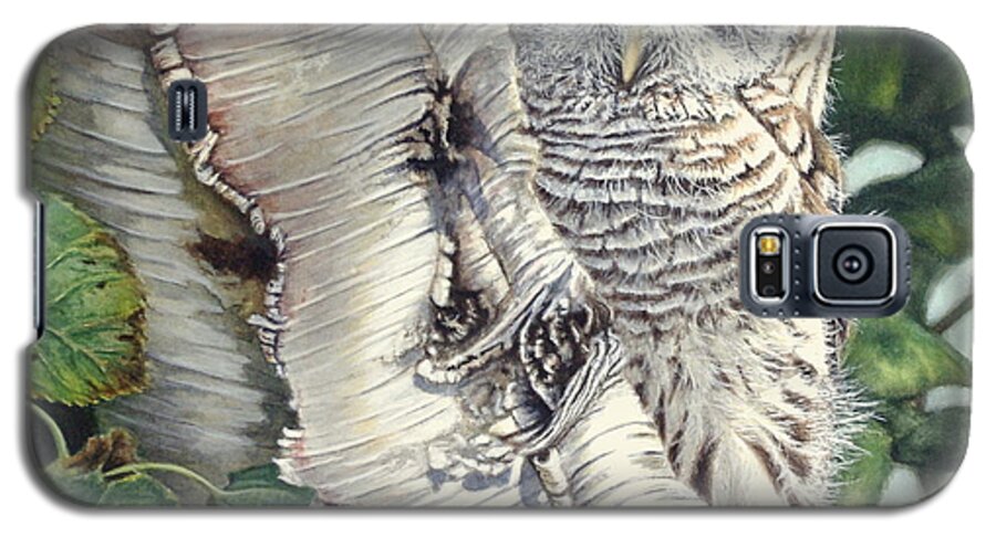 Owl Galaxy S5 Case featuring the painting Barred Owl II by Greg and Linda Halom