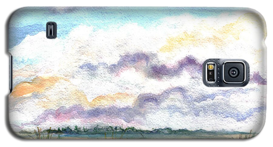 Wetlands Galaxy S5 Case featuring the painting Big Clouds by Clara Sue Beym
