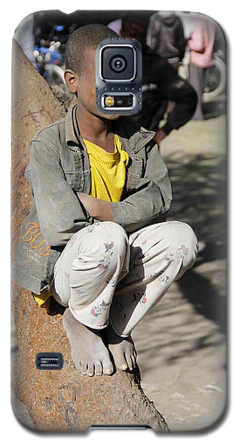 Boy Galaxy S5 Case featuring the painting Boy in Zen Thought by Robert SORENSEN